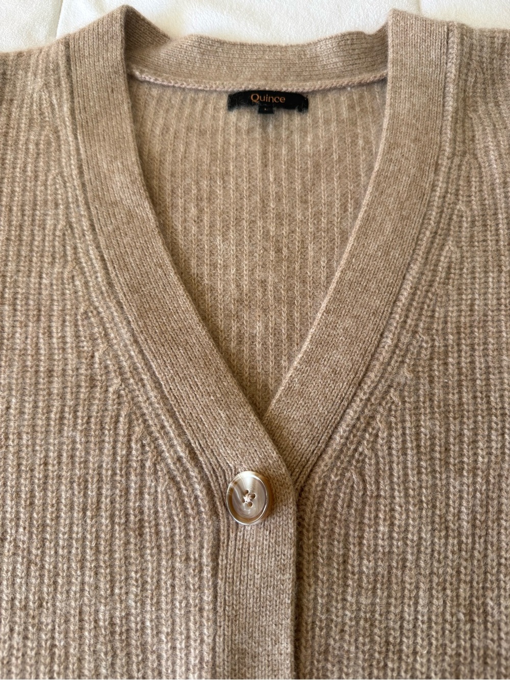 Quince Mongolian Cashmere Oversized Boyfriend Cardigan Sweater Oatmeal size L - Picture 8 of 16